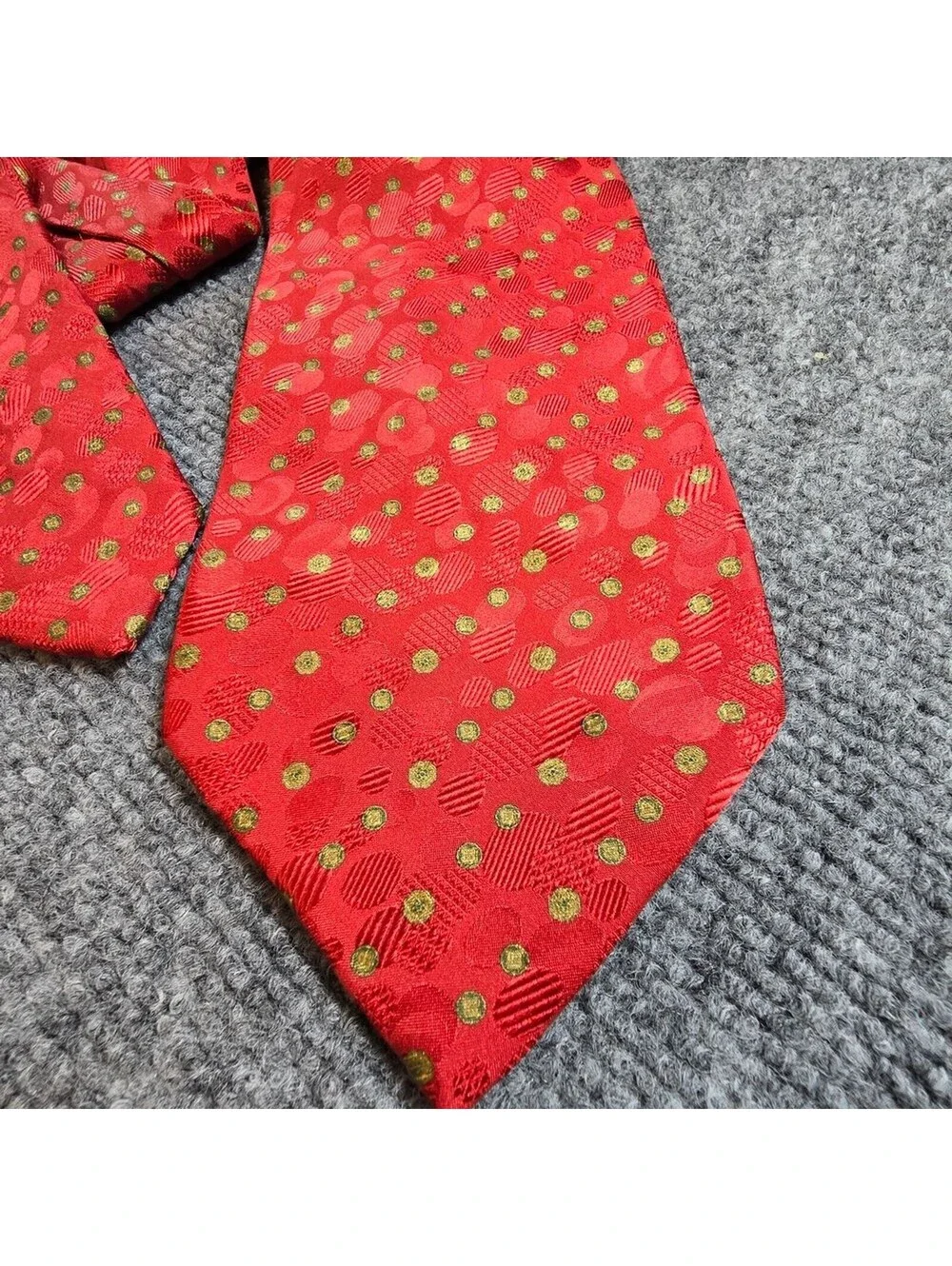 Stefano Ricci Silk Tie Red Gold Geometric Made Italy Luxury Mens Necktie